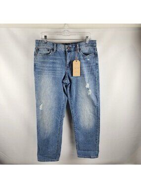 Lucky Brand Jeans Womens 12/31 Sweet Crop Distressed Mid Rise Blue Denim NWT
